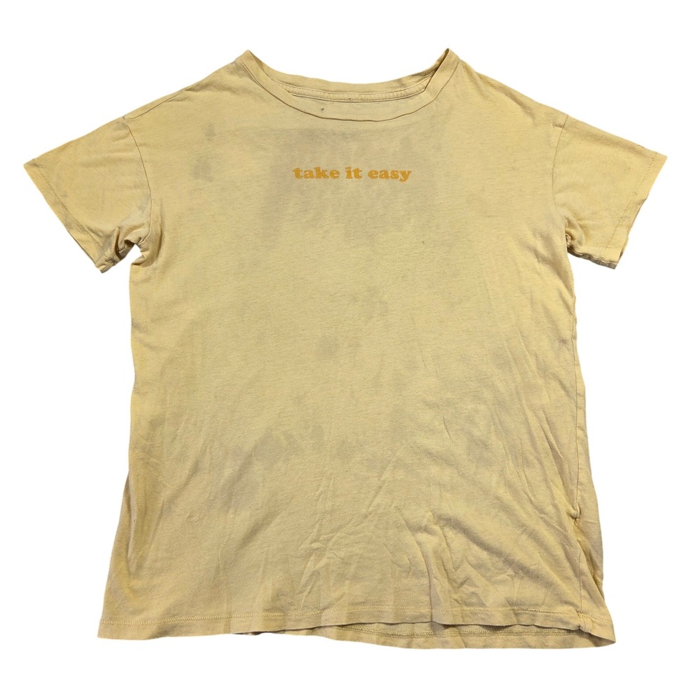 Victoria's Secret PINK Take It Easy Graphic Tee Yellow XS Short Sleeve Cotton